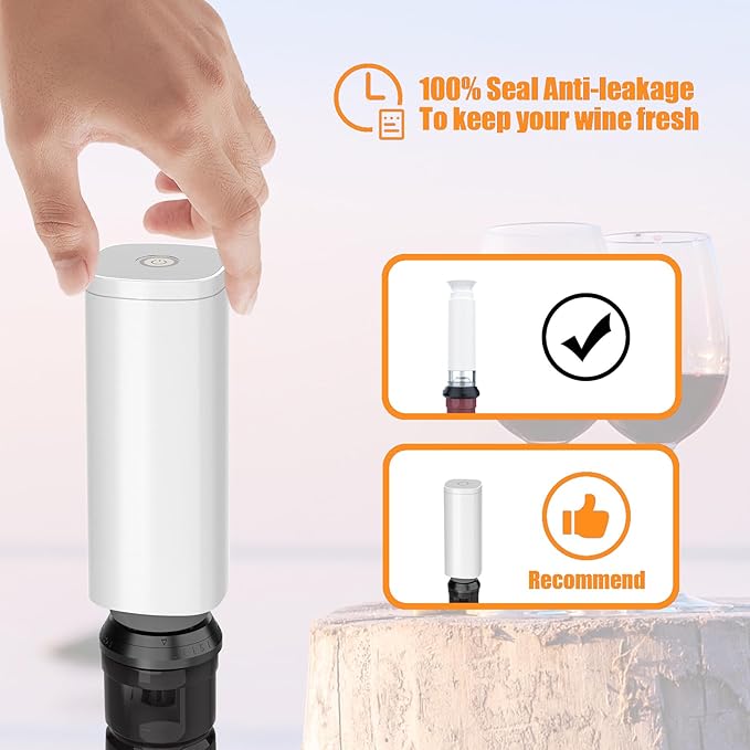 Compact Vacuum Sealer For Food, Handheld Vacuum Sealer Machine with 10 reusable vacuum seal bags(8x12inch), 4 Sealing Clip, 2 Clips for Sous Vide Cooking, 2 vacuum wine stoppers