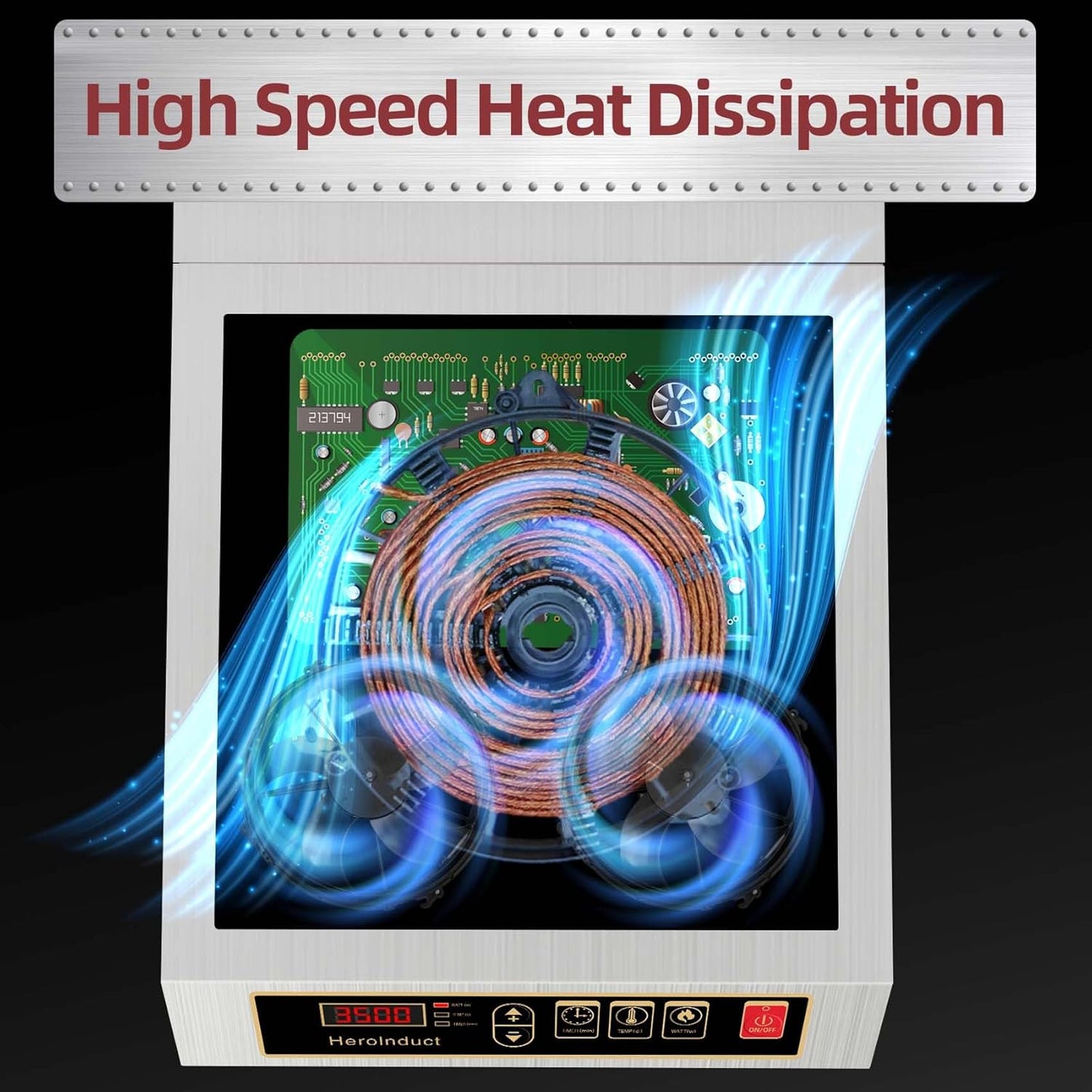 Induction Cooktop 208-240V 3500W Commercial Induction Burner Dual IGBT Modules 8 Heating Level Sensor Push-Button Premium Stainless Steel Housing Crystal Glass Electric Cooktop(Black)