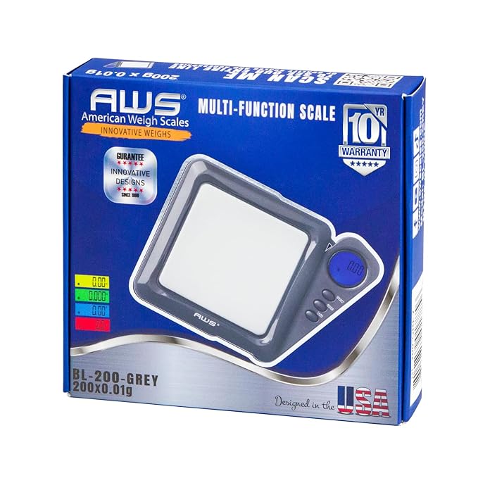 American Weigh Scales 200g x 0.01g Digital Pocket Gram Scale-Blade Series | Precision Mini Scale 0.01g Accuracy, Pocket Scale for Kitchen, Gold, Gems & Coin Scale, Smart Digital & Compact Scale