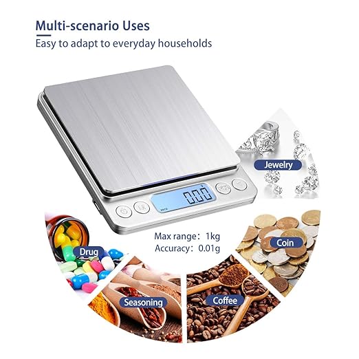 Upgraded Large Range Small Kitchen Scale, USB Charging Mini Food Electronic Scale, High Accuracy Cooking Scale, Pocket Scale with LCD Display, 1kg/0.01