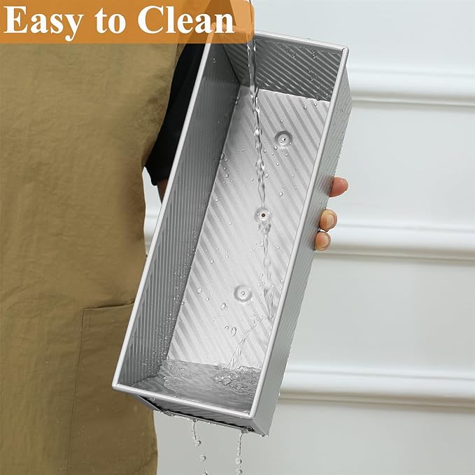 SS&CC Pullman Loaf Pan with Lid 13x4 | 2.2lb Carbon Steel Bread Pan for Homemade Sourdough & Sandwich Bread | Nonstick Bakeware, Heavy Duty & Easy Clean (Silver, 2.2lb (1-Pack))