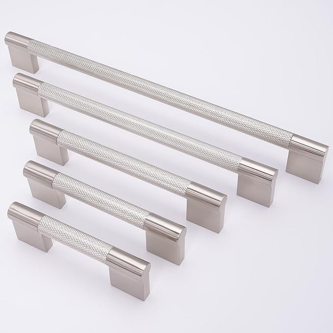 6 Pack 15 inch(384mm) Brushed Satin Nickel Kitchen Cabinet Handles Knurled Cabinet Pulls Drawer Pulls Kitchen Hardware