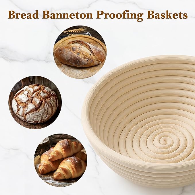 5 Inch Mini Banneton Bread Proofing Basket Set of 6, REMEIT Sourdough Bread Baking Supplies, Small Banneton Basket Proofing Baskets for Sourdough Bread Baking