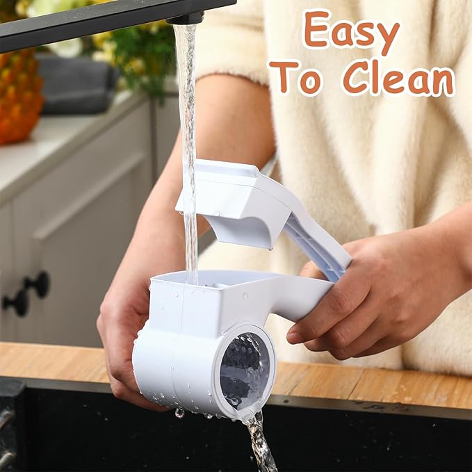 Boao Rotary Cheese Grater Manual Handheld Cheese Grater with Stainless Steel Drum for Grating Hard Chocolate Nuts Kitchen Tool Christmas favors(White)