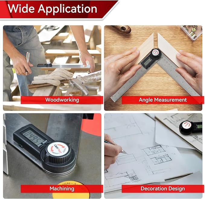 GemRed 82305 Digital Angle Finder Push Pin Protractor-Stainless Steel (With Button Battery Removal Pin)