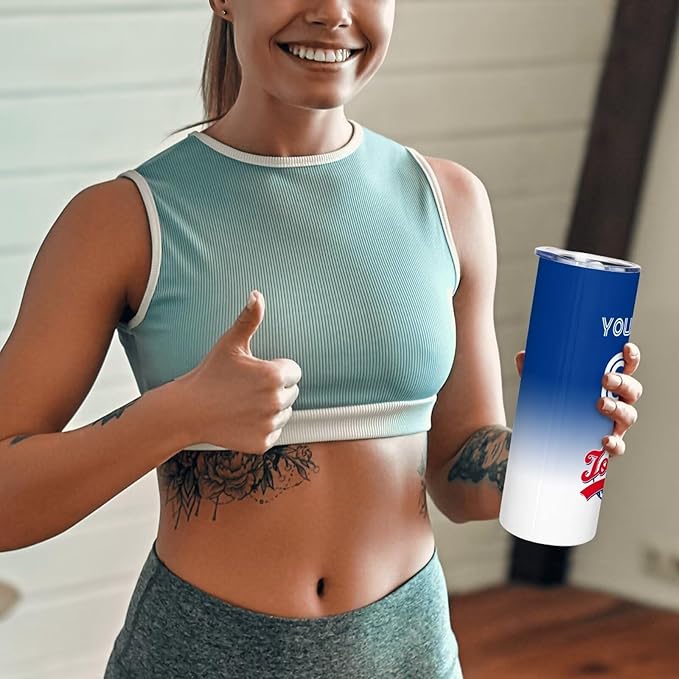 Custom Tumbler Stainless Steel Cup Personalized Baseball Vacuum Insulation Travel Mug Add Your Name Number Fans Gift for Baseball Fans