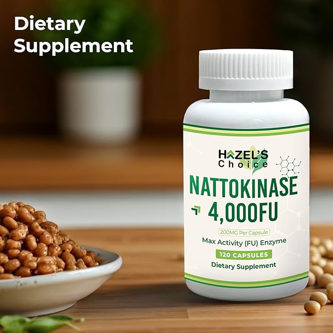 HAZEL'S Choice Nattokinase 4,000 FU โ 120 Capsules โ 200MG Per Capsule โ Maximum Activity FU Enzyme โ Dietary Supplement โ Non-GMO & Gluten-Free