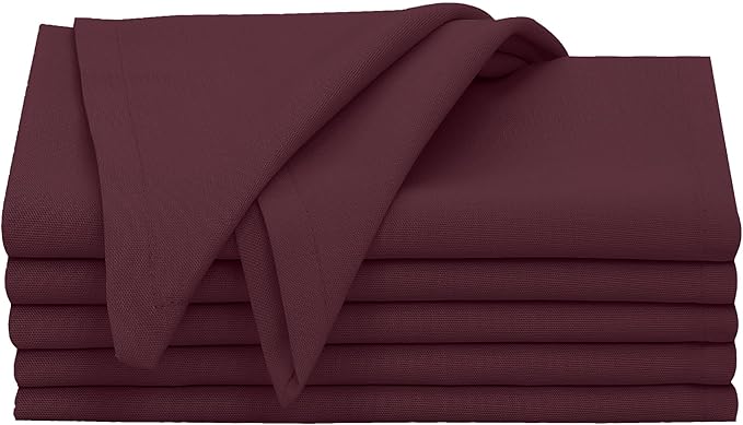 Ruvanti Cloth Napkins Set of 6, 18x18 Inches, 100% Cotton, Washable, Soft & Absorbent, Perfect for Wedding, Christmas, Thanksgiving Dinners - Burgundy