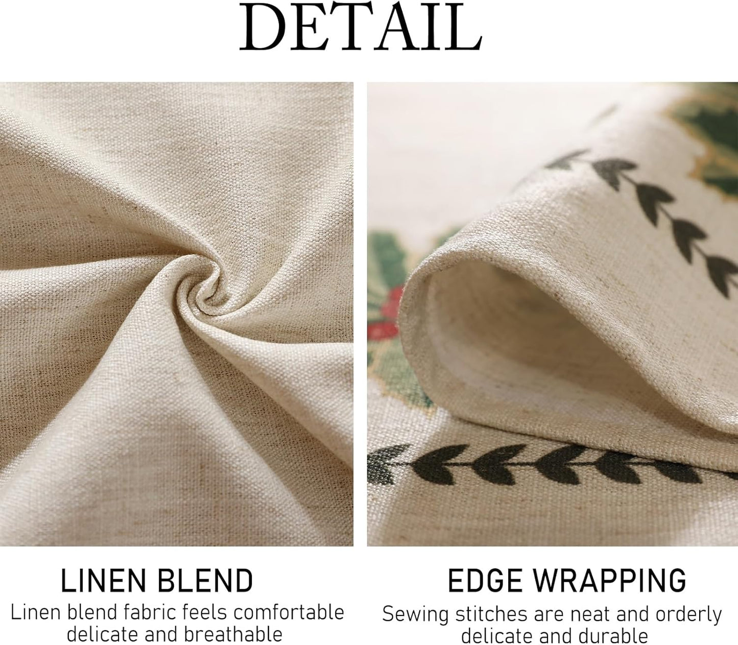 Christmas Tablecloth for Square Tables,Linen Table Cloth with Leaves and Pinecones Pattern,Heavy Durable Table Cover for Dining Thanksgiving Kitchen Party Banquet Christmas,67"*67"