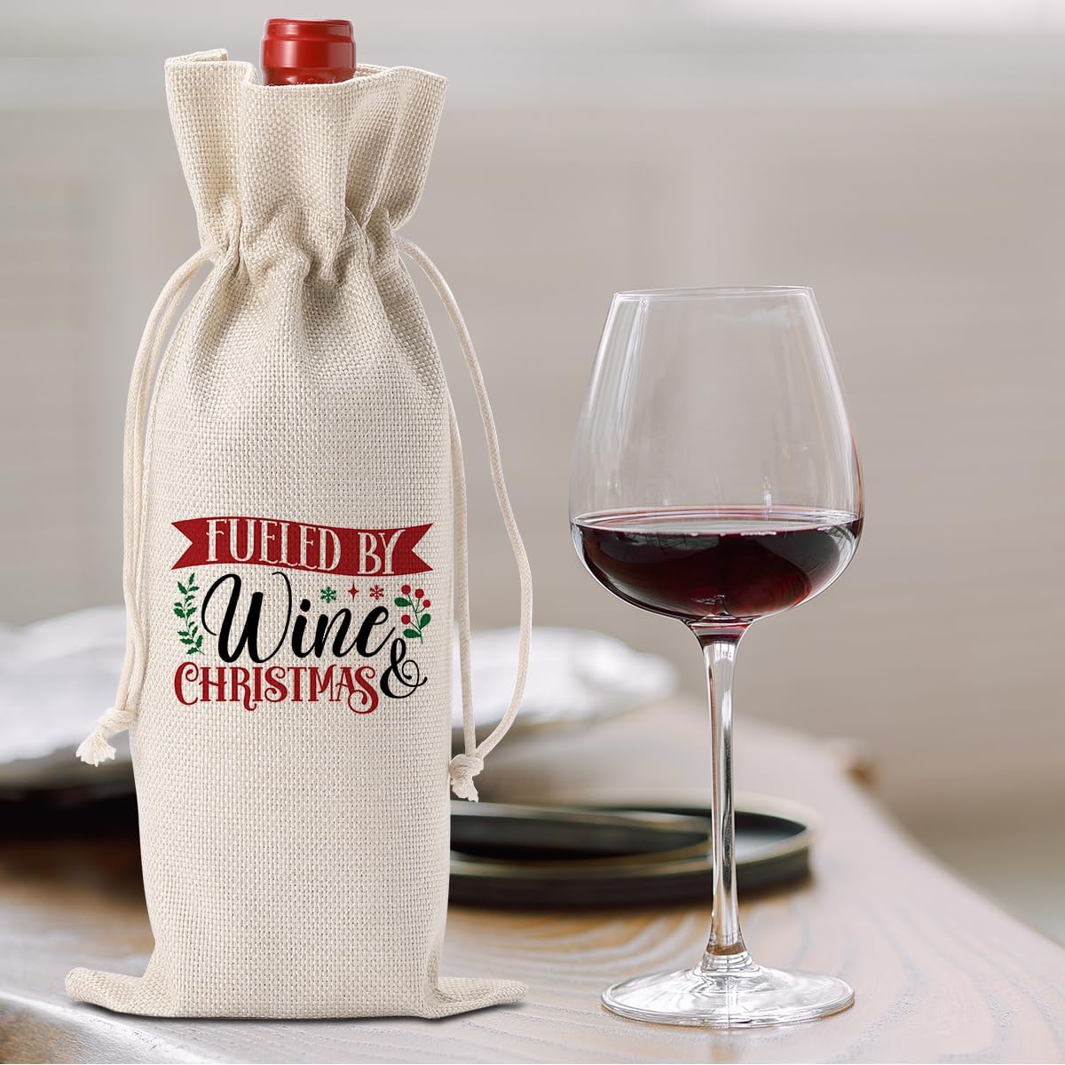 FBCCZEY Christmas Wine Bag Merry Christmas Wine Bottle Gift Bags With Drawstring Xmas Party Decorations Gifts for New Year Holiday Wedding Parties Fueled By Bottle Wraps Bags