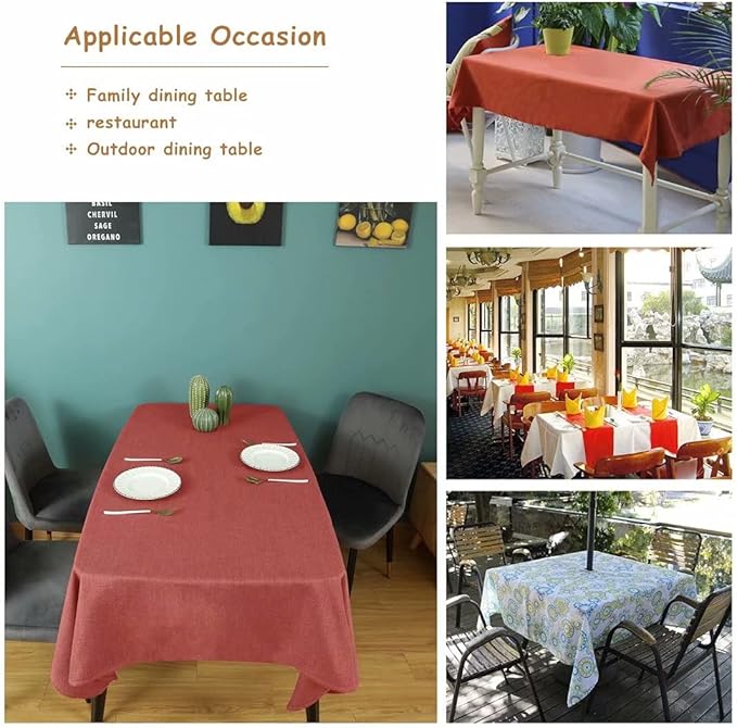 Table Cloth Rectangle Table Cover 57x118 Inches Faux Linen Wrinkle Free and Waterproof Brick Red Rectangle Tablecloth for Kitchen Dining Party Buffet Wedding