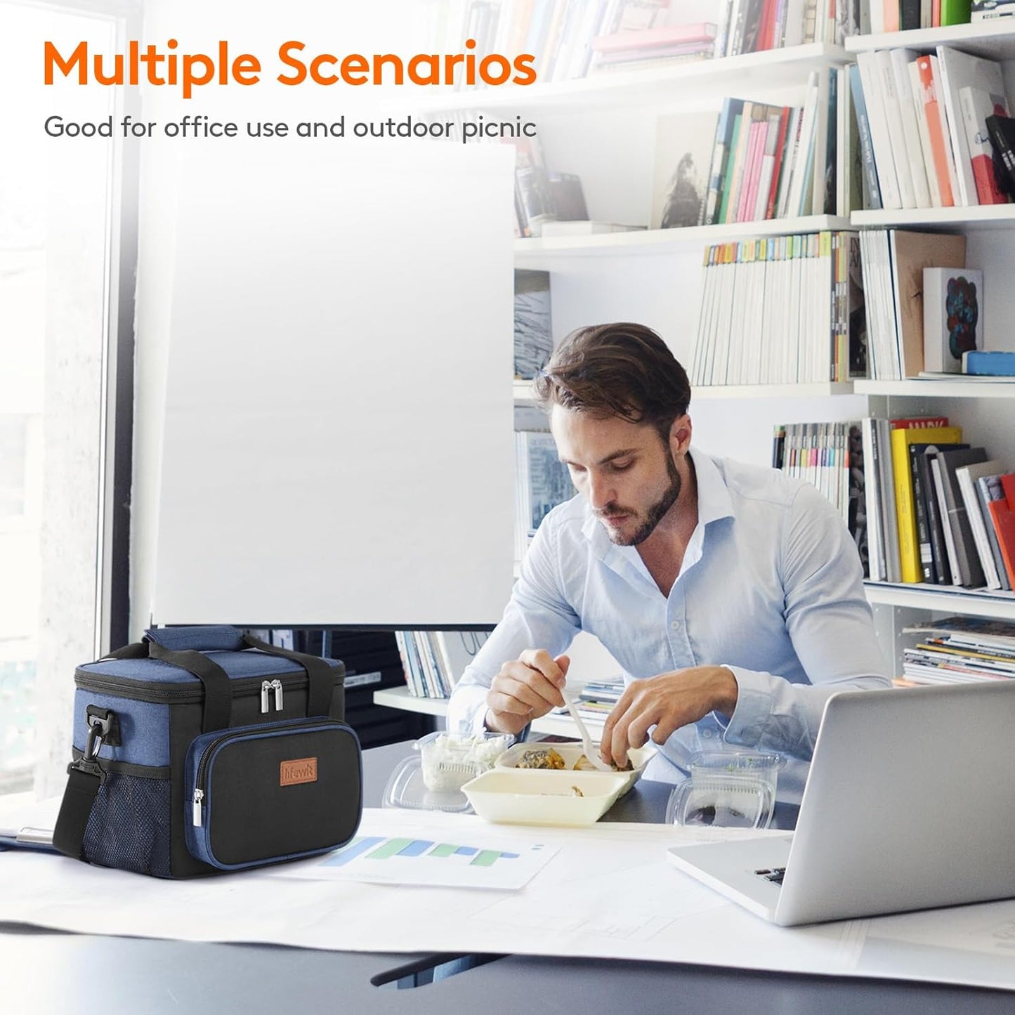 Lifewit Medium Lunch Bag Insulated Lunch Box Soft Cooler Cooling Tote for Adult Men Women, White and Red12-Can (9L)