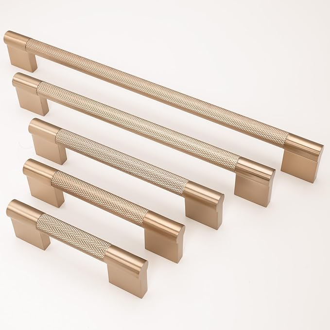 10 Pack 3 inch(76mm) Champagne Copper Kitchen Cabinet Handles Knurled Cabinet Pulls Gold Drawer Pulls Kitchen Hardware