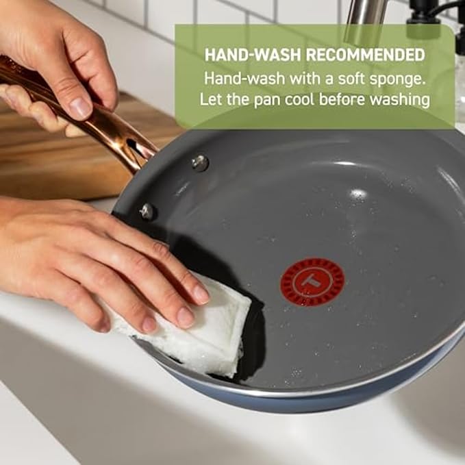 T-Fal Preserve Ceramic Nonstick Frying Pan Skillet 12-inch, Oven Broiler Safe up to 350ยฐF Cookware, InoCeram Glide Technology, Frying Pan, Skillet Pots & Pans, Blue