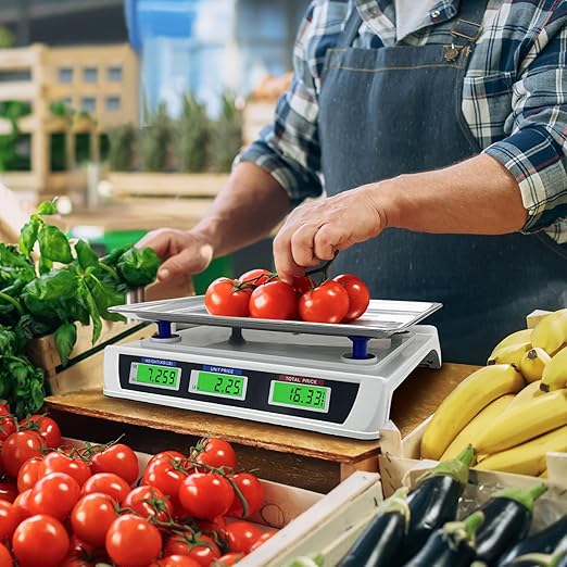 88lb/40kg Price Computing Scale, Digital Price Computing Scale with Stainless Steel Large Platform, Weight Food Kitchen Scale with Dual LCD Display for Farmers Market, Retail Outlets, Meat Shop, Deli