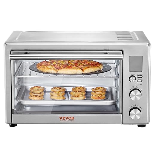 VEVOR Convection Toaster Oven, 28L/29.6Qt Large 10-IN-1 Multifunctional Convention Oven Countertop, 150F-450F Adjustable Compact Smart Oven with Trays Wire Racks Gloves, for Home Kitchen RVs etc