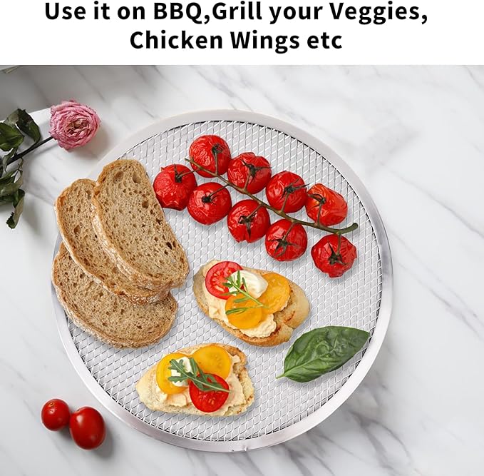 8 Pcs 8 Inch Pizza Pan with Holes Aluminum Mesh Pizza Screen Seamless Round Mesh Pizza Tray for Oven Nonstick Baking Pizza Sheet for Home Kitchen Bakery Restaurant BBQ Party Cookware Supplies