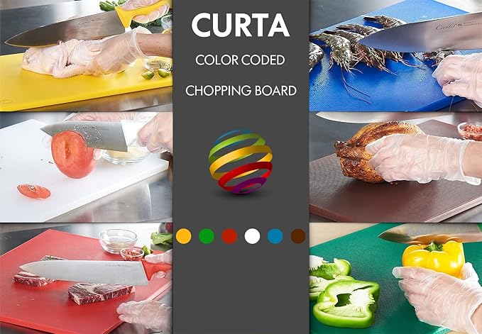 CURTA 2-Pack Green Cutting Boards for Kitchen, 24" x 18" x 0.5" Color Coded Plastic Chopping Board with Anti Slip Surface Dishwasher Safe