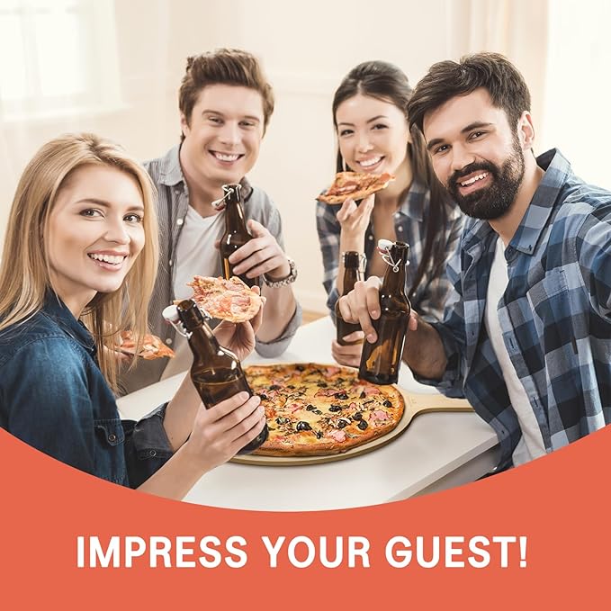 G.a HOMEFAVOR 2-Piece Wooden Pizza Peel: 12 Inch Pizza Spatula with Wood Handle Suitable for 12"x12" Pizzas - Large Cutting Board for Transferring Pizza in Oven