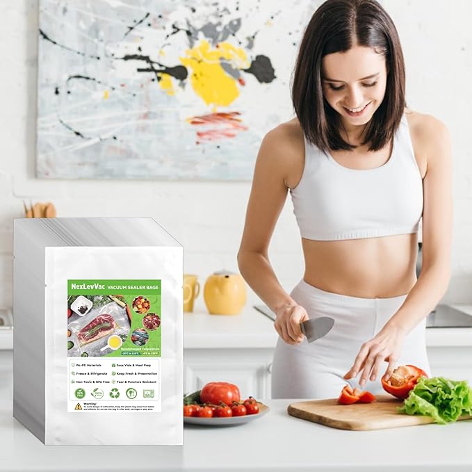 Chamber Vacuum Sealer Bags 200PCS 6"x8",Heavy Duty Pre-Cut Vacuum Chamber Pouches for Food Storage,Sous Vide or Meal Prep,BPA-Free Thick Seal a meal bag for Commercial Sealer Machine