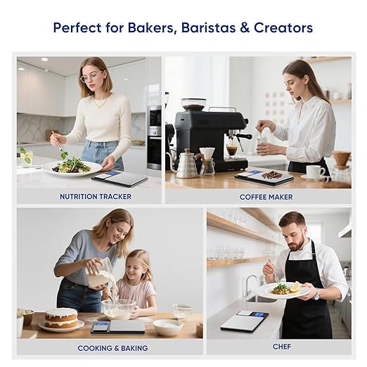 Dual Platform Food Kitchen Scale with 0.1g/0.001oz High Precision, 15kg/33lb Bakery Scale, Dual Accuracy Kitchen Scale for Sourdough Bread, Baking and Cooking with 7 Unit Tare and Totalizer