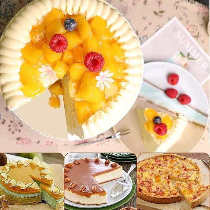 Springform Pan Set of 4 Round Cake Baking Pans with Removable Bottom Leakproof Cheesecake Springform Pan Protector 10 Inch Bakeware for Cake, Cheesecakes, Pizza (4/7/8.6 In)