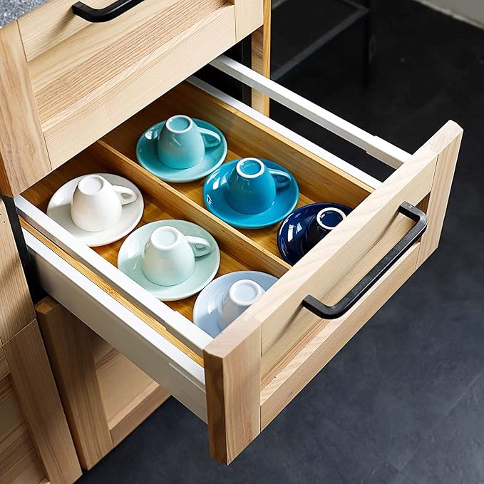 Sweese 2 Ounce Espresso Cups with Saucers, Porcelain Espresso Cups Set of 6 - Hot Assorted Colors