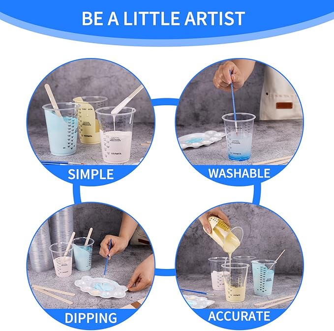 100-Pack Clear Plastic Measuring Cups – Graduated Disposable Mixing Cups for Paint, Resin, Epoxy & Kitchen Use | Durable, Leak-Resistant & Precise Cups for DIY, Crafts, Baking & Labs