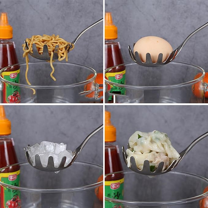 Stainless Steel Pasta Spoon, Spaghetti Spoons Server, Spaghetti Fork with Ergonomic Handle, Noodle Utensil for Kitchen, 9. 4inch