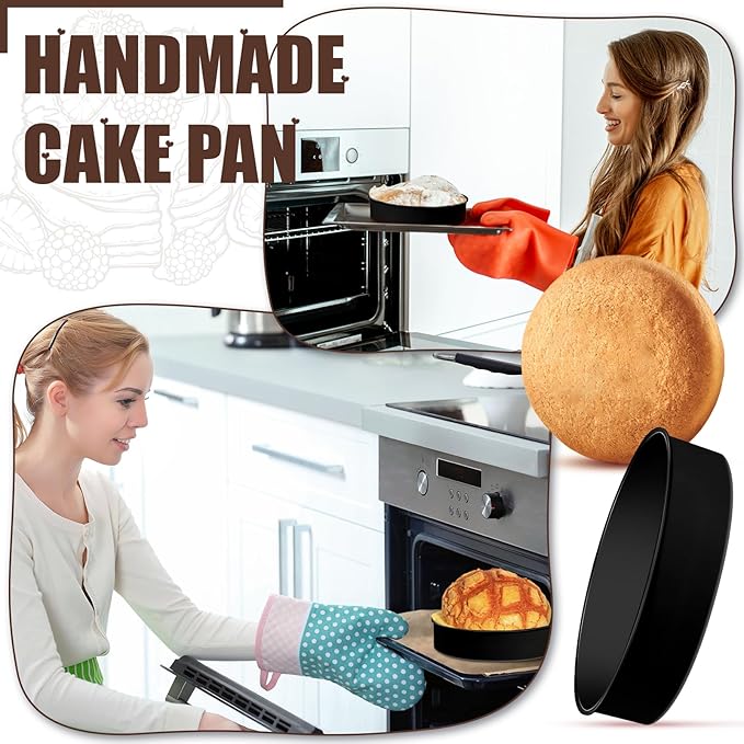 2 Pcs Silicone Cake Pan Round Baking Cake Molds Non-stick Quick Release Suitable for Cheesecake Puddings Party Favors(Black,10 Inches)