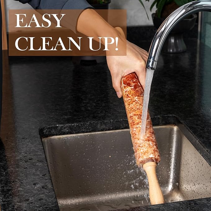 Koville Marble Rolling Pin, Non-Stick Polished Dough Roller, Pasta, Dumpling, Ravioli, Fondant,Pie Crust, Kitchen Baking Pastry Tools Red Marble