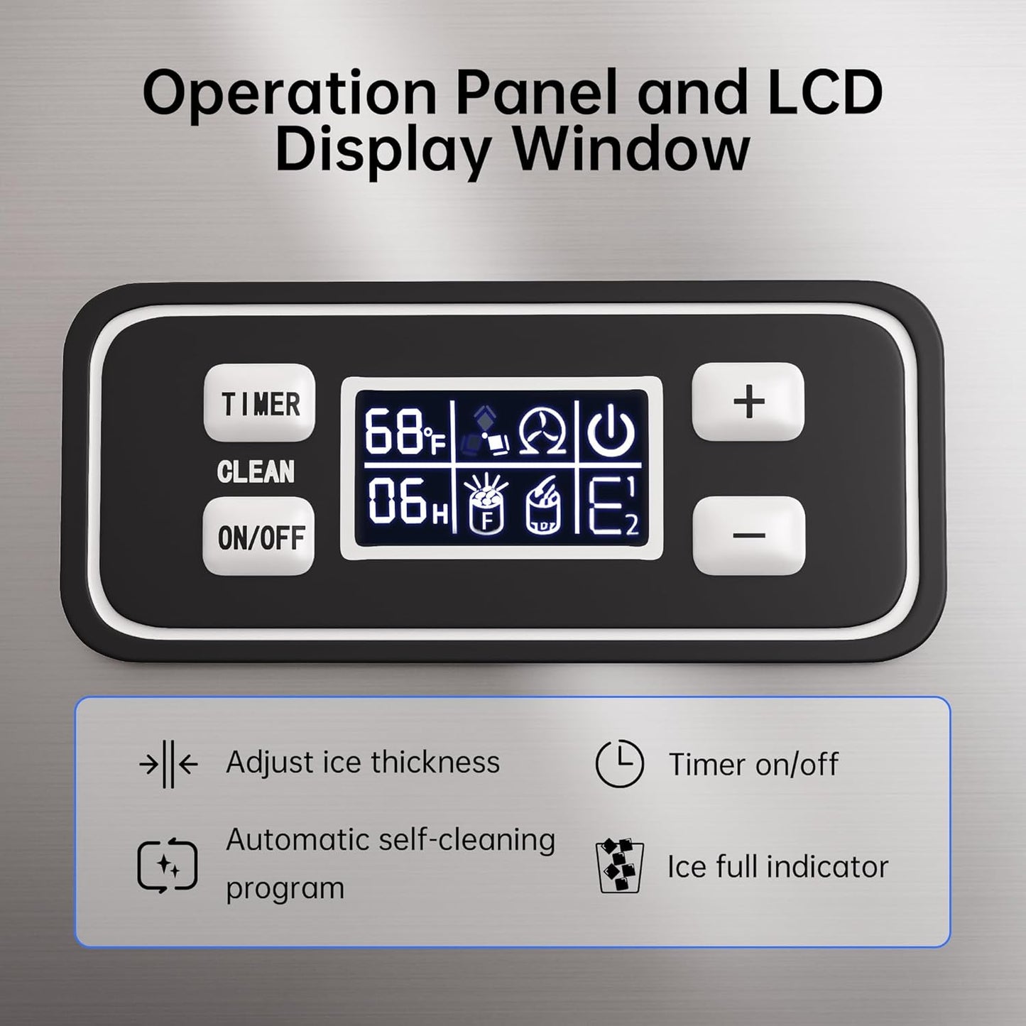 Real Relax Commercial Ice Maker Machine, 270LBS/24H Integrated Ice Machine, 48LBS Ice Storage Capacity, Auto Self-Cleaning, LCD Display, Blue Light, with Ice Scoop for Home Restaurant Bar Office Party