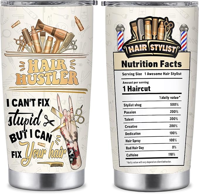 Hairstylist Gifts, Unique Hairstylist Appreciation Gift, 20 Oz Stainless Steel Insulated Tumblers With Lid, Hairdresser Thematic Thank You, Birthday Christmas Gifts for Hairdressers