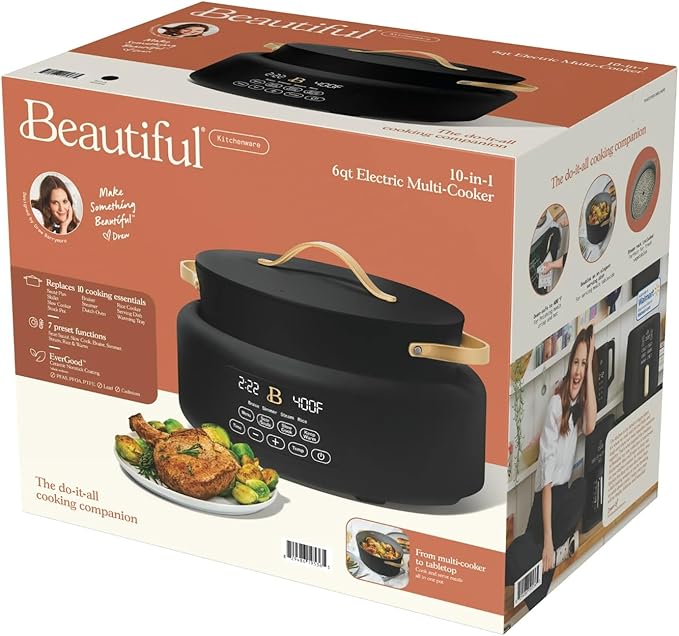 Beautiful 10-in-1 6 Qt Electric Multi-Cooker – Pressure Cook, Air Fry, Slow Cook & More: Ideal for Holiday Meals, Family Dinners & Festive Celebrations Limited Edition