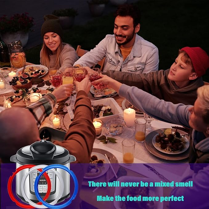 3 Pack Sealing Ring 3Qt for Instant Pot Sealing Rings 3 Qt Insta Pot, with 3 Float Valve Caps, Food-grade Silicone Instant Pot 3 Qt Sealing Ring, for instapot 3Qt, Red, Clear, Blue, Green