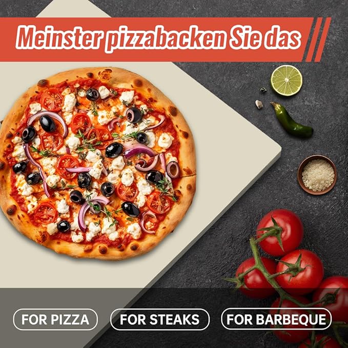 24'' Large Pizza Stone Baking Stone Cordierite Bread Stone for Oven Grill, Thermal Shock Resistant, Ideal for Baking Different Sizes of Pizzas or Bread 24’‘x17 3/4''