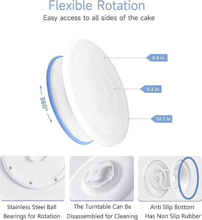 Cake Decorating Kit,137pcs Cake Decorating Supplies with Cake Turntable for Decorating,Pastry Piping Bag,Russian Piping Tips Baking Tools, Cake Baking Supplies for Beginners(Blue)