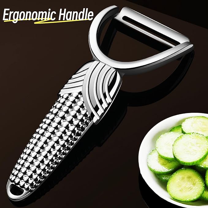 Maxjoy Vegetable Potato Apple Carrot Fruit Veggie Peeler - Corn Kernel Ergonomic Handle, Ultra Sharp Stainless Steel Blades - Silver