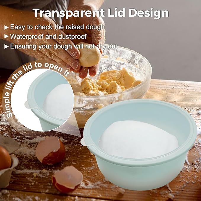 Pizza Making Accessories,4Pcs Stackable Silicone Pizza Dough Proofing Containers with Lids 700ml | Make 12" Pizzas,Pizza Dough Proofing Box and Pizza Bread Kit Tools(6pc)