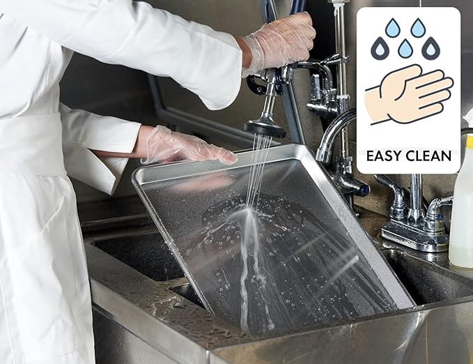 CURTA 6 Pack Aluminum Sheet Pan, NSF Listed Full Size 26 x 18 inch Commercial Bakery Cake Bun Pan, Baking Tray