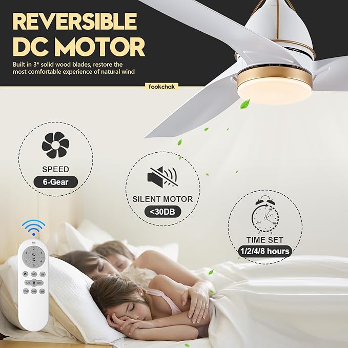 56inch White Ceiling Fan with Lights 3-Blade Modern Ceiling Fans Kitchen Ceilings Fans Light with Remote Control Outdoor Ceiling Fan Lighting for Patio Living Room Bedroom