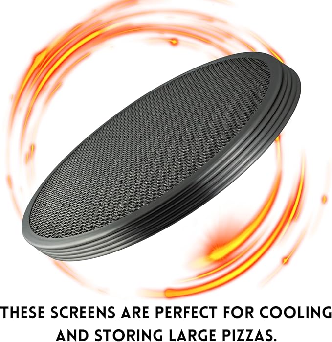 Folding Pizza Rack with Five 14 Inch Pizza Screens - Compact and Convenient Design for Easy Storage and Baking Multiple Pizzas