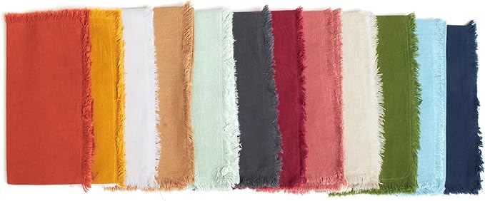 ACCENTHOME Teal Cotton Linen Napkin Set of 6 18x18 inch Dinner Napkins - Washable Soft Premium Hotel Quality Reusable Napkins Perfect Table Napkins for Family Dinners, Weddings & Everyday Use