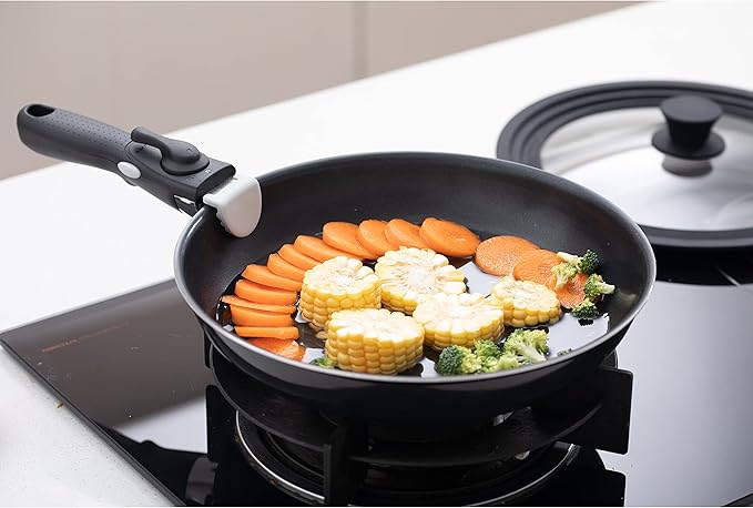 23 Pieces Non-Stick Cookware Set,Stackable Pans and Pots Set with Removable Handles, Space Efficient for RVs and Camping,Oven,Induction,Gas,Electric & Stovetops,Dishwasher Safe