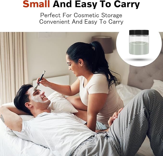 Plastic Jars with Lids 48 Pcs 8 oz & 3.4 oz Clear Plastic Slime Storage Jars Containers with Airtight Black Screw On Lids Cylinder Clear Round Jar Easy Clean Food Grade Durable Jar