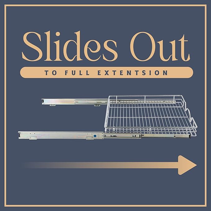 HOLDN’ STORAGE Pull Out Cabinet Organizer, Heavy Duty Caddy w/Lifetime Limited Warranty -22”W x 21”D - Requires At Least 23-1/4” Cabinet Opening, Steel Metal Cabinet Drawers Slide Out, Chrome