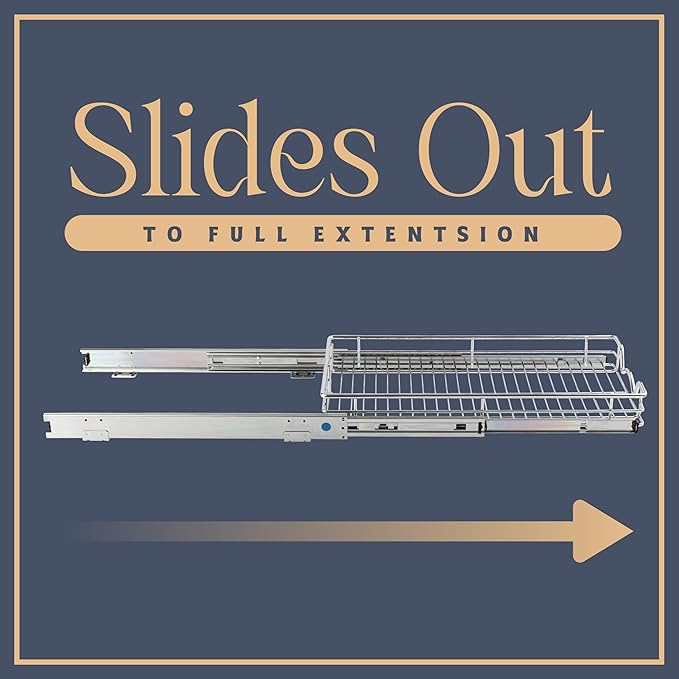 HOLDN’ STORAGE Pull Out Cabinet Organizer, Heavy Duty Caddy w/Lifetime Limited Warranty -11”W x 21”D - Requires At Least 12-1/4” Cabinet Opening, Steel Metal Cabinet Drawers Slide Out, Chrome