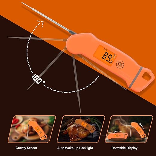 Inkbird Rechargeable Meat Thermometer IHT-1S, Instant Read Meat Thermometer Waterproof Digital Food Cooking Thermometer, Kitchen Food Thermometer for Grill, BBQ, Smoker, Turkey, Homebrewing, Coffee