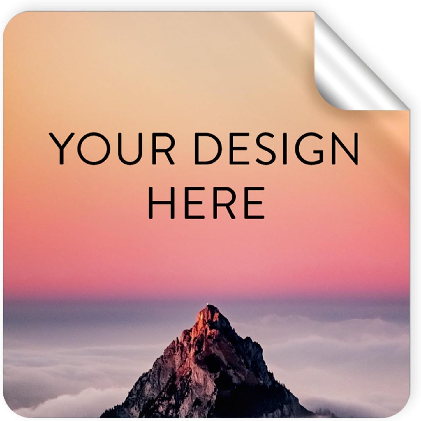 100 Custom Vinyl Stickers - Upload Your own Image, Text, Design, Logo - Personalized Logo Labels for Handmade, Packaging, Bottle, Jars, Candle, Brand Stickers (Mountain, 6x6 Square)