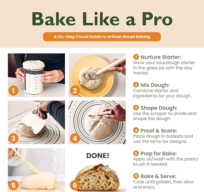 Sourdough Starter Kit – Bread Baking Set with 10" Oval & 9" Round Silicone Bannetons,1000ml Starter Jar, Bread Lame, Danish Whisk, Pastry Mat,Sling, Fermentation Kit, Gift for Bakers, Moms & Wives